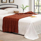 Aormenzy Red Brown Knit Throw Blanket - Cable Knit Decorative Soft Cozy Blanket for Sofa Couch Bed, 50" x 60"