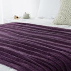 Chenille Throw Blanket for Couch 50"X 60", Soft Cozy Throws with Fringe Tassel for Bed Sofa Chair Cover, Lightweight Knitted Decorative Boho Blankets for Living Room, Dark Purple