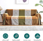 Boho Couch Cover - Hippie Chenille Jacquard Bohemian Chair Couch Sofa and Bed Furniture Cover with Colorful Tribal Pattern (Green, 87" x 102")