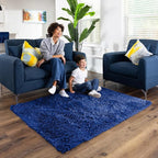Ophanie Upgrade Rugs Fluffy Shaggy Soft Area Rug Non-Slip Indoor Floor Carpet 3x5 Ft Navy Blue