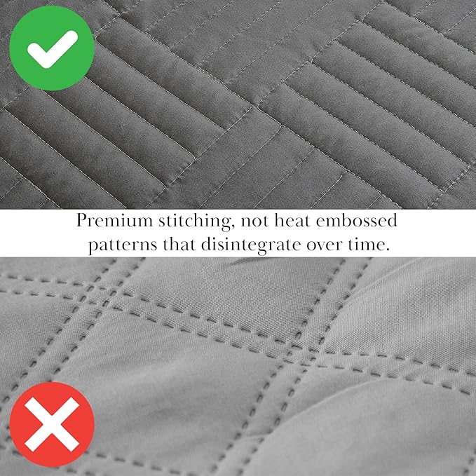 Southshore Fine Living, Inc. Oversized King Quilt Bedding Set with 2 Matching Shams, Coverlet for King/California Size Bedding, Soft, Lightweight Microfiber Quilt Set, Slate