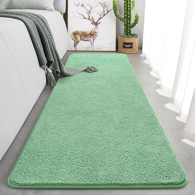 Keeko 2x6 Sage Green Area Rugs for Bedroom, Soft Modern Living Room Rug Indoor Non Slip Low Pile Washable Rug Memory Foam Carpets Throw Rugs for Kids Nursery Classroom Dorm Room Decorr