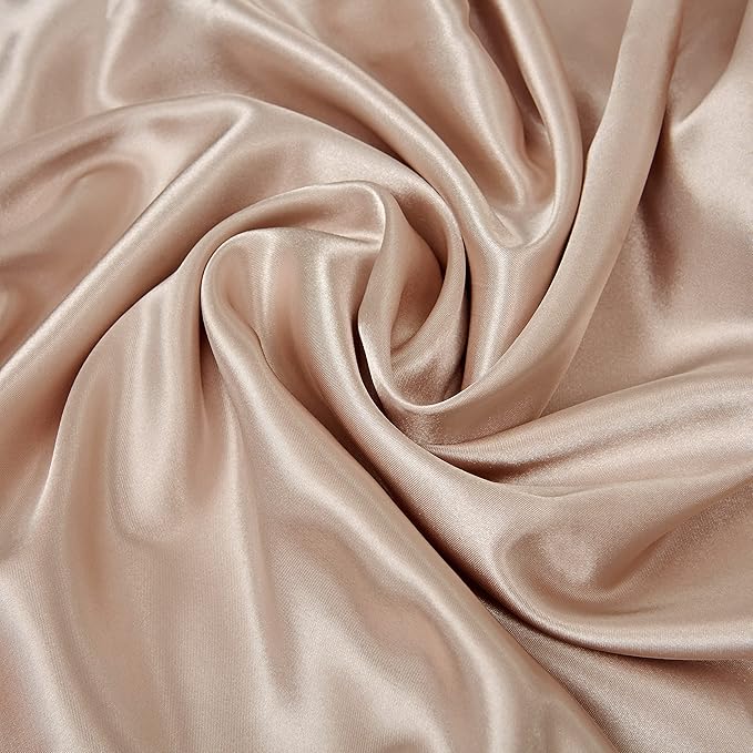 Taupe Satin Pillowcase Standard Set of 2 with Envelope Closure，Taupe Silk Pillowcase for Hair and Skin (20x26)