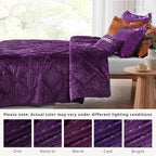 Intelligent Design King Comforter Set, Velvet Comforter Set , Luxury Diamond Quilting Comforter Set, Fluffy Comforter Bed Set with Decorative Pillowand 2 Shams, 4 Piece Purple, King/ Cal King