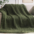Negwoo Chunky Knit Throw Blanket, 30''*40'' Knitted Throw Chenille Yarn for Bed Couch, Handmade Green Crochet Big Thick Blanket, Machine Washable Cute Comfy Blanket for Home Decor