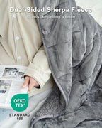 Weighted Blanket 15lbs for Adults, Ultra-Soft Sherpa Fleece Reversible Weighted Throw Blanket for Relaxation & Cozy Evenings, Sleep in A Hug, Evenly Distributed, W48 x L72, Grey