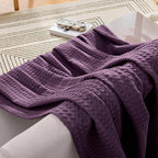 Elegant Comfort Premium 100% Cotton Waffle Blanket - Lightweight Breathable Waffle Weave Bed Blanket - Soft and Warm All Season Blanket for Couch, Sofa and Bed, TwinXL Size 68x90 Inches, Purple