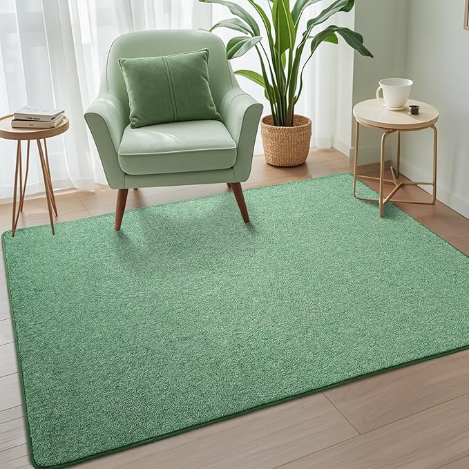 Keeko Soft Rugs for Bedroom, 3x5 Living Room Area Rug Washable Memory Foam Small Entryway Throw Rugs Low Pile Minimalist Non Slip Bedside Rug Carpet for Kids Nursery Dorm Room Decor Green