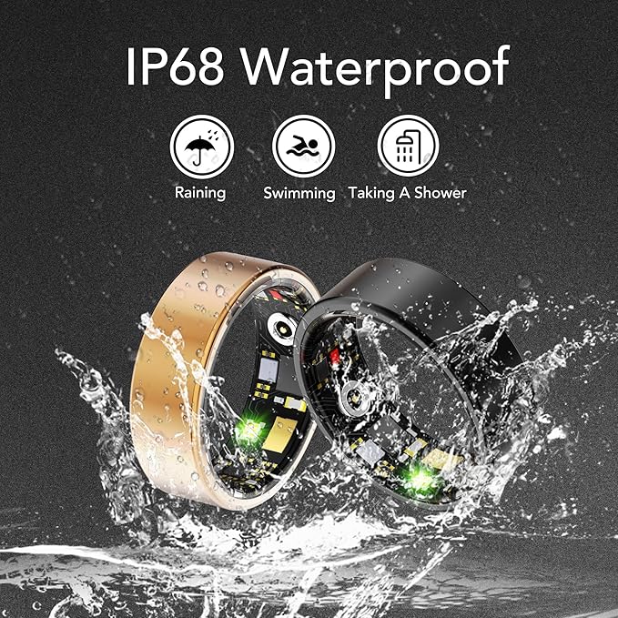 Smart Health Ring for Women Men Fitness Tracker with Heart Rate, Blood Oxygen, Blood Pressure, Sleep Monitoring, Step Counting, IP68 Waterproof for iOS and Android, No APP Fee, Rose Gold 13