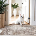 2x4 Washable Non-Slip Runner Rug – Small Throw Rug for Kitchen Floor, Bedroom, Entryway, Bathroom, Bedside – Modern Abstract Neutral Low-Pile Thin Indoor Door Mat (Brown Beige,2x4)