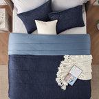Bedsure King Comforter Set - Cooling and Warm Bed Set, Navy Blue Reversible Bedding for All Season, 3 Pieces, 1 King Size Comforter (102"x90") and 2 Pillow Cases (20"x36")
