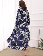Aensso Long Soft Lightweight Silky Kimonos Robes for Women, Luxury Japanese Floral Womens Kimono Robe