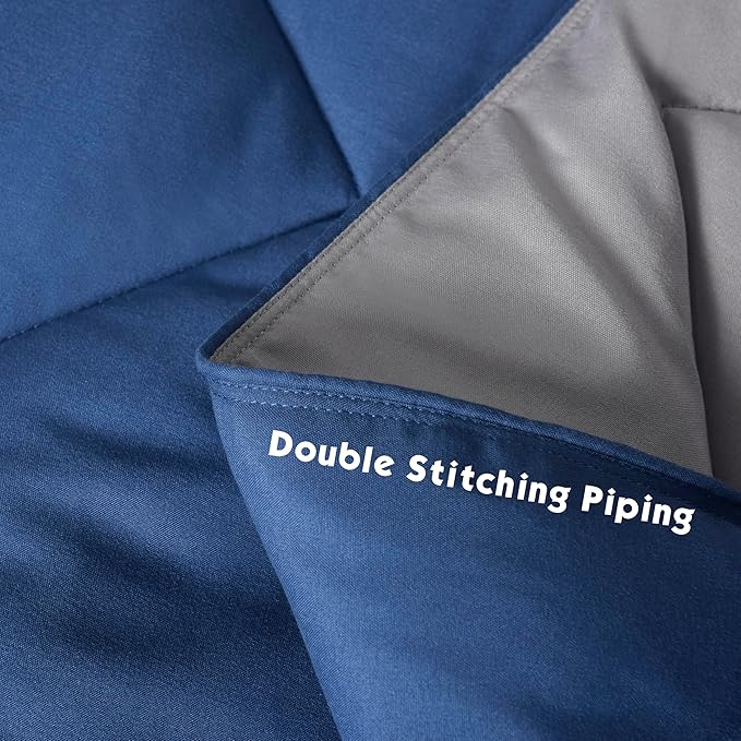 HIG 3pc Navy Full Size Comforter Set - All Season Reversible Down Alternative Comforter with Two Shams - Quilted Duvet Insert with Corner Tabs - Box Stitched Blanket - Breathable, Soft, Fluffy