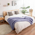 clootess Chunky Knit Blanket Knitted Throw Crochet Chenille Yarn Woven for Bed Sofa Textured Thick Cable Decor (Storm Grey 40x60in)