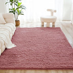 Litanika 9x12 Fuzzy Area Rug for Living Room Bedroom, Pea Pink High Pile Ultra Soft Plush Shaggy Furry Bedside Playroom Dorm Carpet, Non-Slip, Non-Shedding Modern Indoor Floor Rug