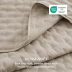 Bedsure Quilts Queen Size - Linen Bedspread Queen Size & Lightweight Comforter, Modern Farmhouse Coverlet with Clover Pattern, Ultra Soft All-Season Bedding, 90 x 96 Inches | Stitch-Free Quilting, Ultra Soft, Lightweight, Machine Washable, Pet-Friendly