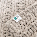 WESHIONGOO Chunky Knit Blanket Throw 40"×60" Knitted Throw Blankets for Couch Bed Fluffy Soft Blanket with Jumbo Chenille Yarn Thick 100% Handmade (Linen, Medium Size Throw)