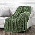 Aormenzy Cable Knit Throw Blankets 50 x 60 Inches, Soft Cozy and Lightweight Knitted Blanket, Machine Washable Acrylic Blanket, Decorative Throw Blanket for Couch Sofa Bed, Forest Green