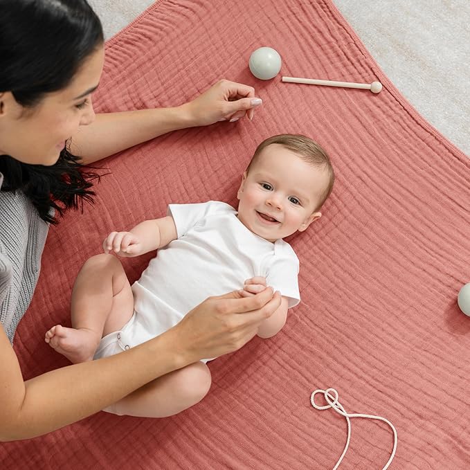 Comfy Cubs Muslin Baby Blanket - Soft, Lightweight, 6-Layer Cotton Swaddle Blankets for Newborns, Infants & Toddlers - 40" x 40" Large, Breathable & Versatile for Sleeping & Tummy Time - Dusty Rose