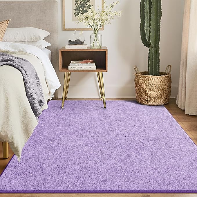 Keeko 4x6 Purple Area Rugs for Bedroom, Soft Modern Living Room Rug Indoor Non Slip Low Pile Washable Rug Memory Foam Carpets Throw Rugs for Kids Nursery Classroom Dorm Room Decor