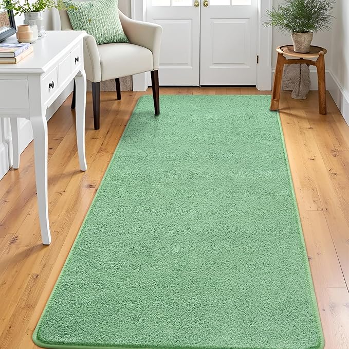 Keeko 2x6 Sage Green Area Rugs for Bedroom, Soft Modern Living Room Rug Indoor Non Slip Low Pile Washable Rug Memory Foam Carpets Throw Rugs for Kids Nursery Classroom Dorm Room Decorr