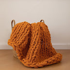 Chunky Knit Blanket Soft Chenille Yarn Knitted Throw Blanket 50"X60" Handmade Cable Warm Thick Giant Blanket for Couch Bed Trips (Burnt Orange, Throw 50¡°x60¡±)¡­