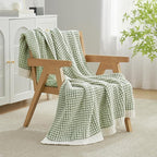 Amélie Home Knit Throw Blanket, Soft Chenille Cozy Breathable Pineapple Chunky Decorative Blanket for Couch, Bed & Sofa, French-Inspired Lightweight Warm Gift for Women, Sage Green, 60"x80"