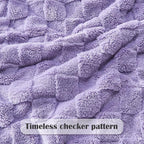 NEWCOSPLAY Super Soft King Blanket Lavender Premium Silky Flannel Fleece 3D Checkered Lightweight Bed Blanket All Season Use (Lavender Checkered, King(90"x110"))
