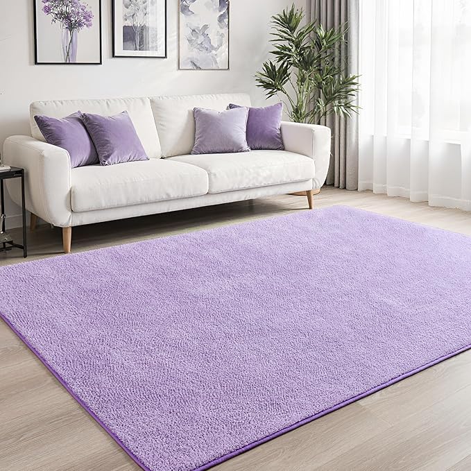 Keeko 4x6 Purple Area Rugs for Bedroom, Soft Modern Living Room Rug Indoor Non Slip Low Pile Washable Rug Memory Foam Carpets Throw Rugs for Kids Nursery Classroom Dorm Room Decor