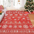 XLUEZ Area Rug 4x6 Christmas Rugs, Machine Washable Boho Christmas Tree Snowflake Rug Non-Slip Soft Low Pile Holiday Indoor Rugs for Bedroom Kitchen Dining Room Office(Xmas Red, 4'x6')