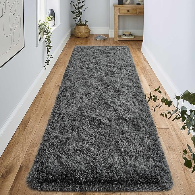 Noahas Dark Grey Runner Rug for Hallway,2'x6' Long Area Rugs for Bedroom Living Room,Non Slip Thick Shag Floor Carpet for Entryway Kitchen Dorm Nursery Bedside Kids Room