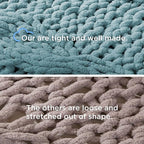 Chunky Knit Blanket Throw - 100% Hand Knitted Chunky Soft Throw Blanket for Couch, Thick and Warm Blanket for Winter, Blue, 50x60 Inches