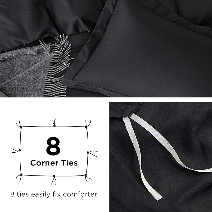 Bedsure Duvet Cover Twin/Twin XL Size - Soft Double Brushed Bedding Set for Kids & Adults, Zipper Closure, 2 Pieces, Includes 1 Duvet Cover (68"x90") & 1 Pillow Sham, NO Comforter, Black