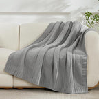 Amélie Home Premium Chenille Throw Blanket, Soft Cozy Moss Stitch Knit Blanket for Couch, Sofa, Chair, Home Decor, Grey 50"x60"