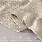 Elegant Comfort Premium 100% Cotton Waffle Blanket - Lightweight Breathable Waffle Weave Bed Blanket - Soft and Warm All Season Blanket for Couch, Sofa and Bed, King Size 90x108 Inches, Linen