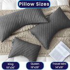 Sidney Sleep Bed Pillow for Side and Back Sleepers - Queen Size - Adjustable Filling - Memory Foam Pillow for Neck and Shoulder Support - Customizable Loft - Additional Foam Bag Included (Grey)