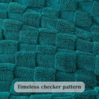 NEWCOSPLAY Super Soft Queen Blanket Dark Teal Premium Silky Flannel Fleece 3D Checkered Lightweight Bed Blanket All Season Use (Dark Teal Checkered, Queen(90"x90"))