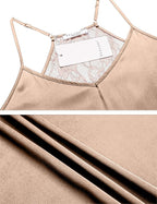 Ekouaer Satin Pajamas Women Lace Sleepwear Lingerie Cami Shorts Set Nightwear XS-XXL