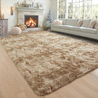 Noahas Large Fluffy 6x9 Area Rugs for Living Room Bedroom,Tie-Dyed Beige Thick Shag Throw Rug,Big Soft Shaggy Bedside Non-Slip Plush Dorm Nursery Kids Carpet