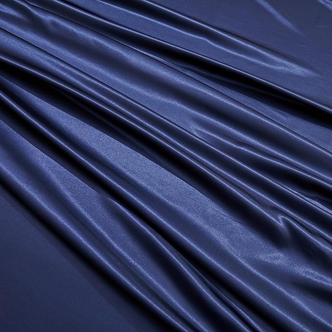 Navy Blue Satin Pillowcases with Zipper （20x26）,Standard Size Pillowcases Set of 2, Navy Blue Silk Pillowcase for Hair and Skin