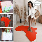 Lith African Map Faux Rabbit Fur Area Rug & Throw - Client Call It Impactful Gift- Soft Plush Luxurious Chair Couch Sofa Bed Cover or Nursery Floor - 3x3 ft (Orange)