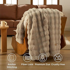 Bedsure GentleSoft Fluffy Fuzzy Beige Throw Blanket for Bed, Soft Cozy Fleece Faux Fur Blanket for Couch, Beige Room Decor Minky Velvet Bedding Sofa Cover, Thick Warm Plush Women Girls Birthday Gifts
