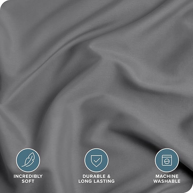 Bare Home Bedding Duvet Cover Extra Long Size - Premium 1800 Super Soft Collection - Lightweight, Cooling Duvet Cover - Soft Breathable Bedding (Twin/Twin XL, Grey)