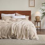 Bedsure Gentlesoft 100% Cotton Blanket Twin XL Size for College Dorm - Breathable and Soft for Spring Summer, Waffle Weave Twin Blanket for Bed, Dorm Room Essentials, Light Beige, 66x90 inches