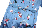 Valennia Women Long Silky Bathrobe Satin Kimono Robe Floral Printed Dressing Gown Sleepwear