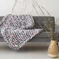 Boho Throw Blanket - Chunky Knit Blanket Full Size Blanket for Adult 54x75, Boho Blanket Bed Decor, Knit Blanket for Couch, Birthday Gift for Women, Ideas (Grey-Pink-White, 54"x75")
