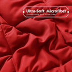 HIG 3pc Red Queen Size Comforter Set-All Season Reversible Down Alternative Comforter with Two Shams -Quilted Duvet Insert with Corner Tabs - Diamond Stitched Blanket - Breathable, Soft, Fluffy