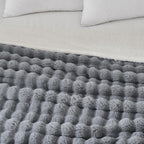 50x60 Inches Ultra-Soft Fuzzy Faux Fur Plush Throw Blanket - Thick, Warm Sherpa for Couch, Sofa, Bedroom, Camping - Decorative Blanket for Cozy Warmth, Bubble Grey
