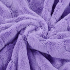 Striped Throw Blanket and Pillow Covers Set (No Inserts) for Couch and Bed, Plush Warm Lightweight Fuzzy Faux Fur Blanket for All Seasons (50" x 60", Purple)