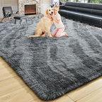 Noahas Fluffy 4x6 Area Rugs for Bedroom Living Room,Fuzzy Grey Thick Shag Throw Floor Carpet,Soft Shaggy Bedside Non-Slip Plush Dorm Nursery Kids Rug